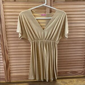 Women's Beige V-Neck Top